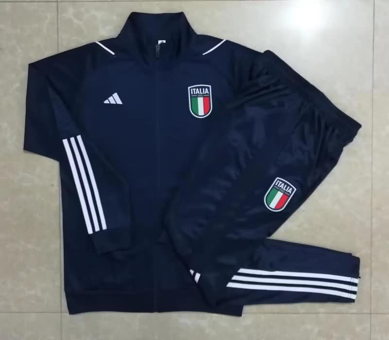 Thailand Quality(AAA) 2023 Italy Dark Blue Soccer Tracksuit