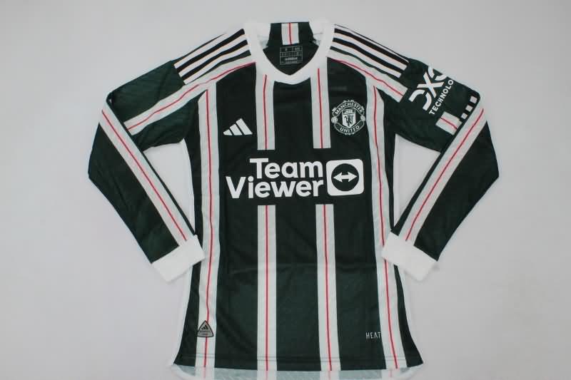 Thailand Quality(AAA) 23/24 Manchester United Away Long Sleeve Soccer Jersey (Player)