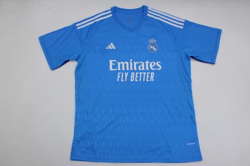 Thailand Quality(AAA) 23/24 Real Madrid Goalkeeper Blue Soccer Jersey