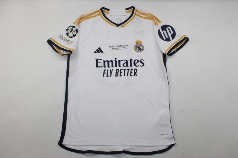 Thailand Quality(AAA) 23/24 Real Madrid UCL Final Home Champion Soccer Jersey