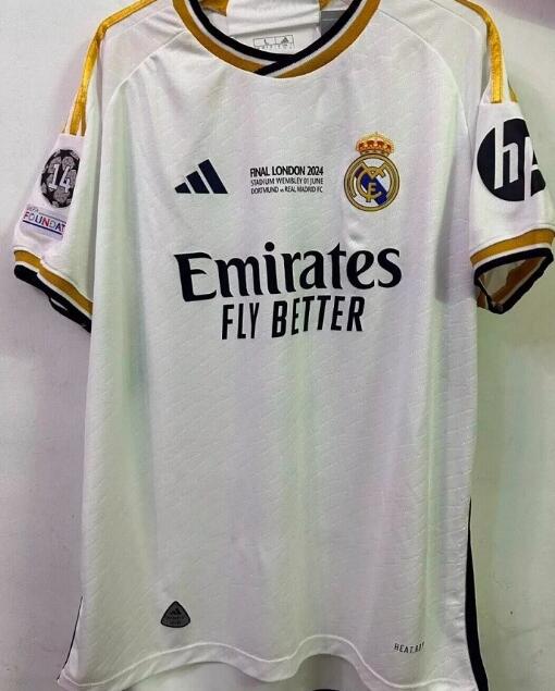 Thailand Quality(AAA) 23/24 Real Madrid UCL Final Home Soccer Jersey (Player)