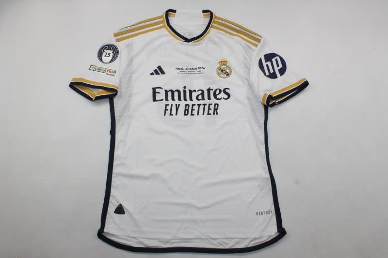 Thailand Quality(AAA) 23/24 Real Madrid UCL Final Home Champion Soccer Jersey (Player)