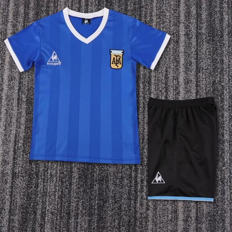 1986 Argentina Away Kids Soccer Jersey And Shorts