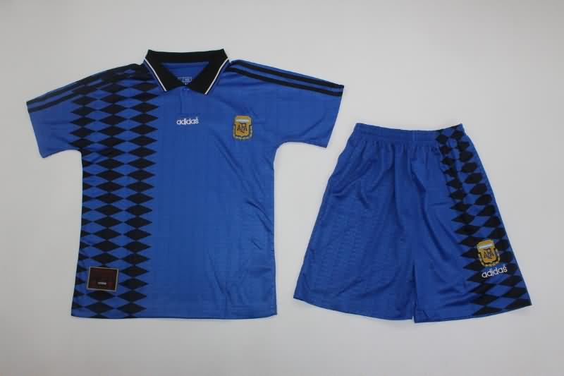 1994 Argentina Away Kids Soccer Jersey And Shorts