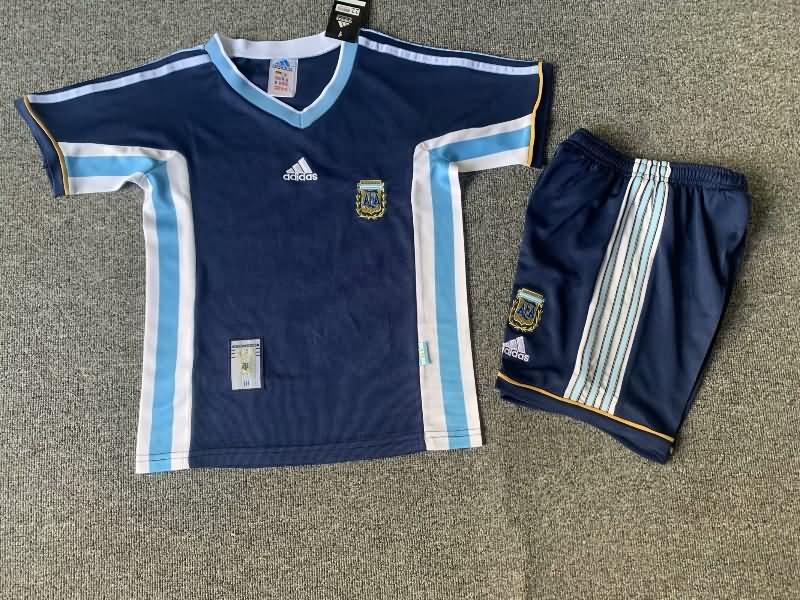 1998 Argentina Away Kids Soccer Jersey And Shorts