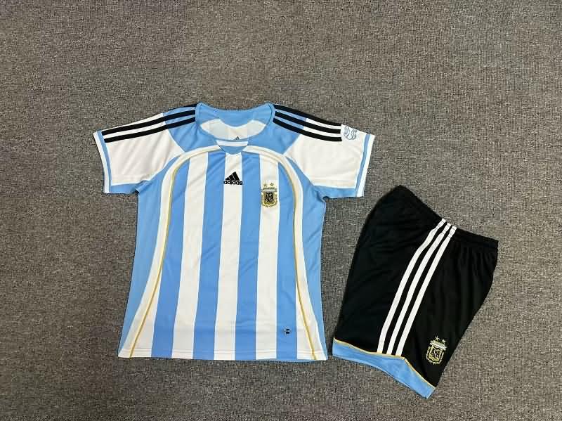 2006 Argentina Home Kids Soccer Jersey And Shorts