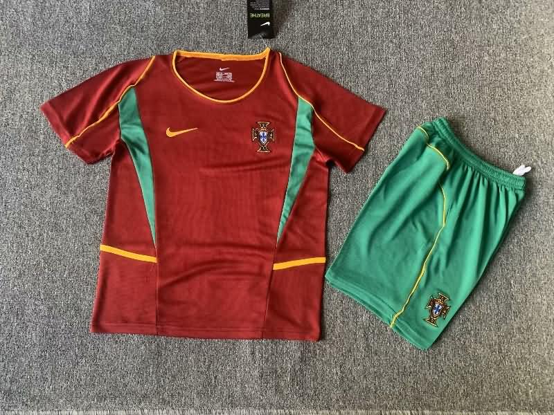 2002 Portugal Home Kids Soccer Jersey And Shorts