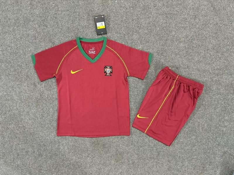 2006 Portugal Home Kids Soccer Jersey And Shorts