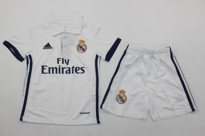 16/17 Real Madrid Home Kids Soccer Jersey And Shorts