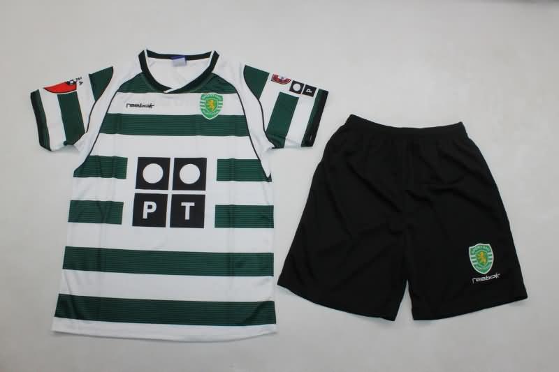 2001/02 Sporting Lisbon Home Kids Soccer Jersey And Shorts