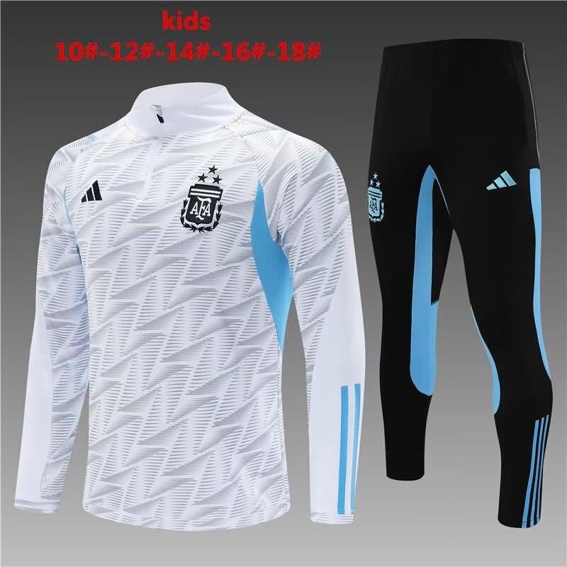 Kids - Thailand Quality(AAA) 2023 Argentina White Soccer Tracksuit