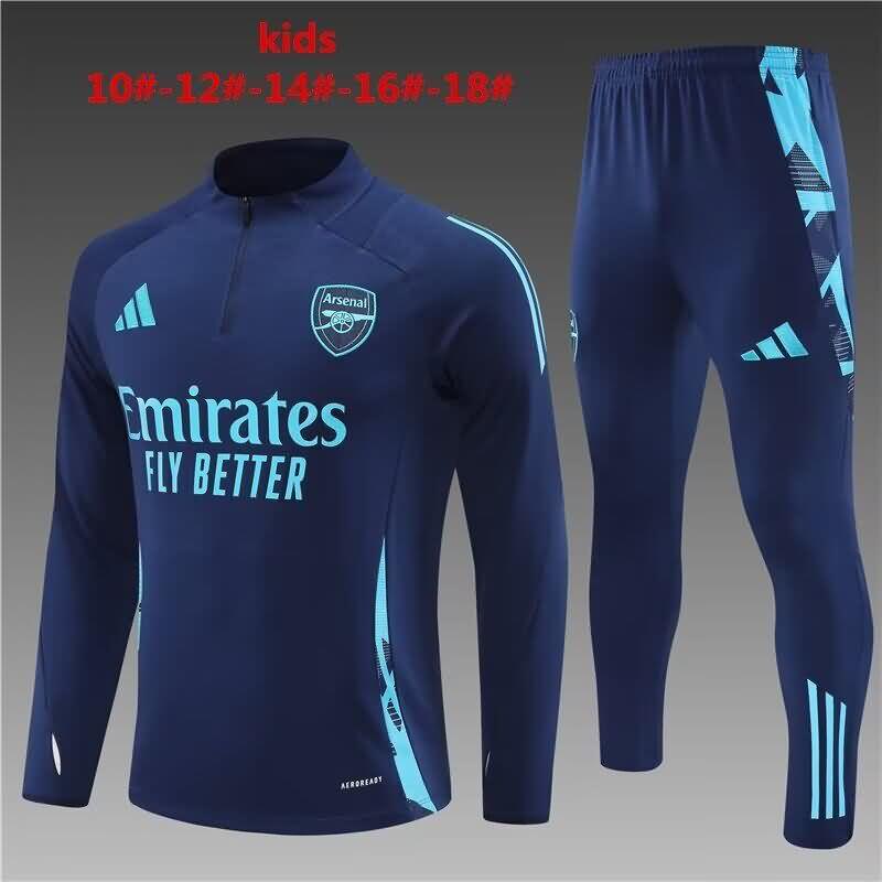 Kids - Thailand Quality(AAA) 23/24 Arsenal Dark Blue Soccer Tracksuit