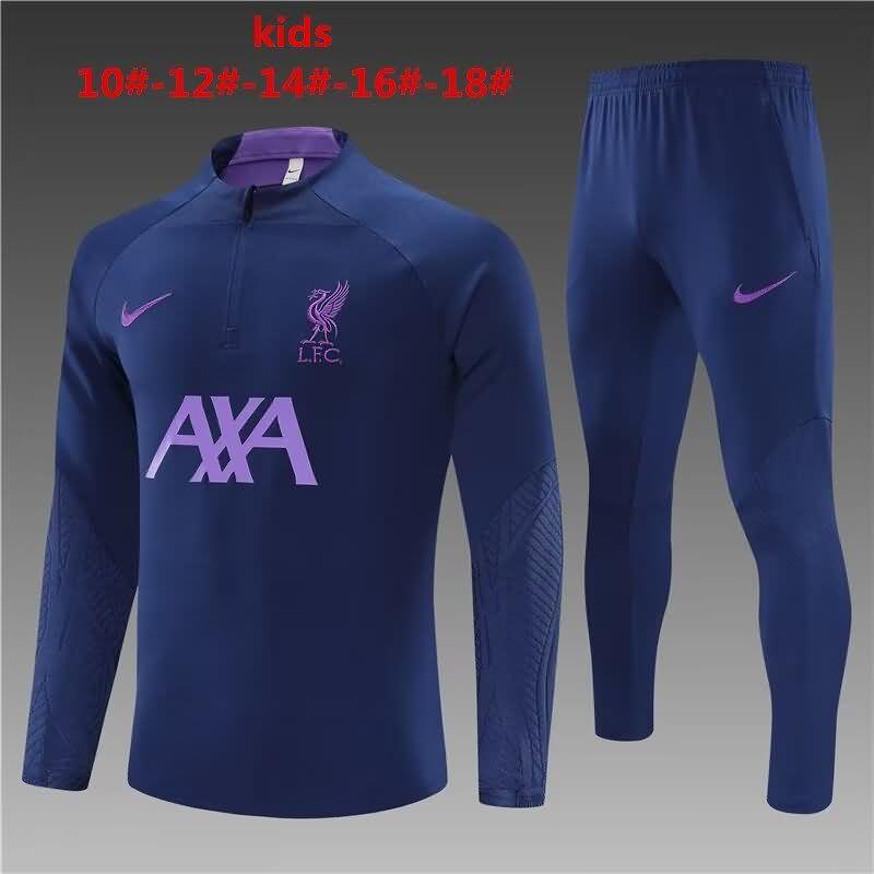Kids - Thailand Quality(AAA) 23/24 Liverpool Dark Blue Soccer Tracksuit