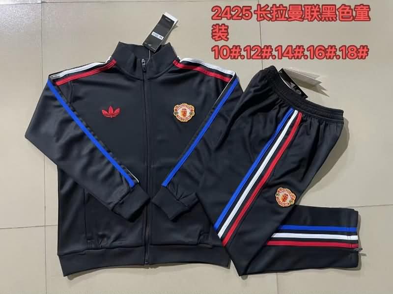 Kids - Thailand Quality(AAA) 23/24 Manchester United Black Soccer Tracksuit 02