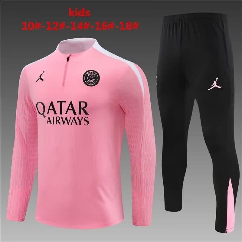 Kids - Thailand Quality(AAA) 23/24 Paris St Germain Pink Soccer Tracksuit 02