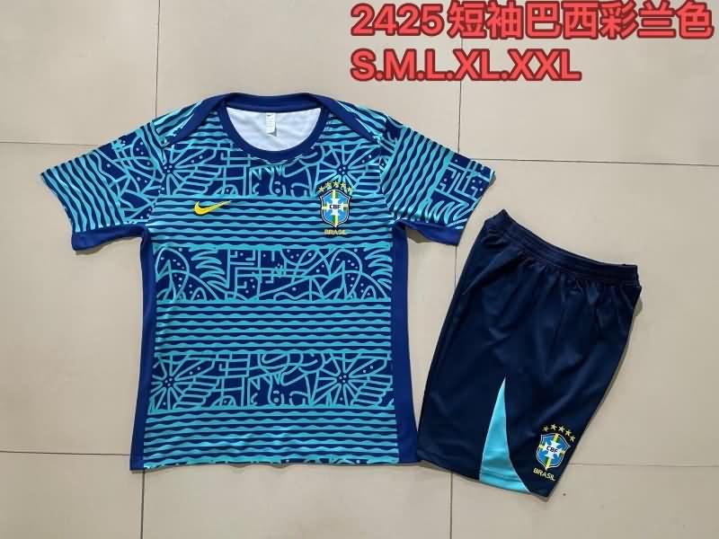 Thailand Quality(AAA) 2024 Brazil Blue Soccer Training Sets