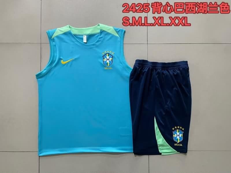 Thailand Quality(AAA) 2024 Brazil Light Blue Soccer Training Sets 02