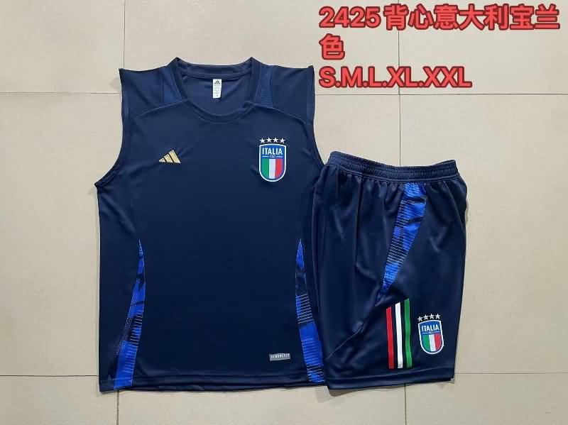 Thailand Quality(AAA) 2024 Italy Dark Blue Soccer Training Sets 02