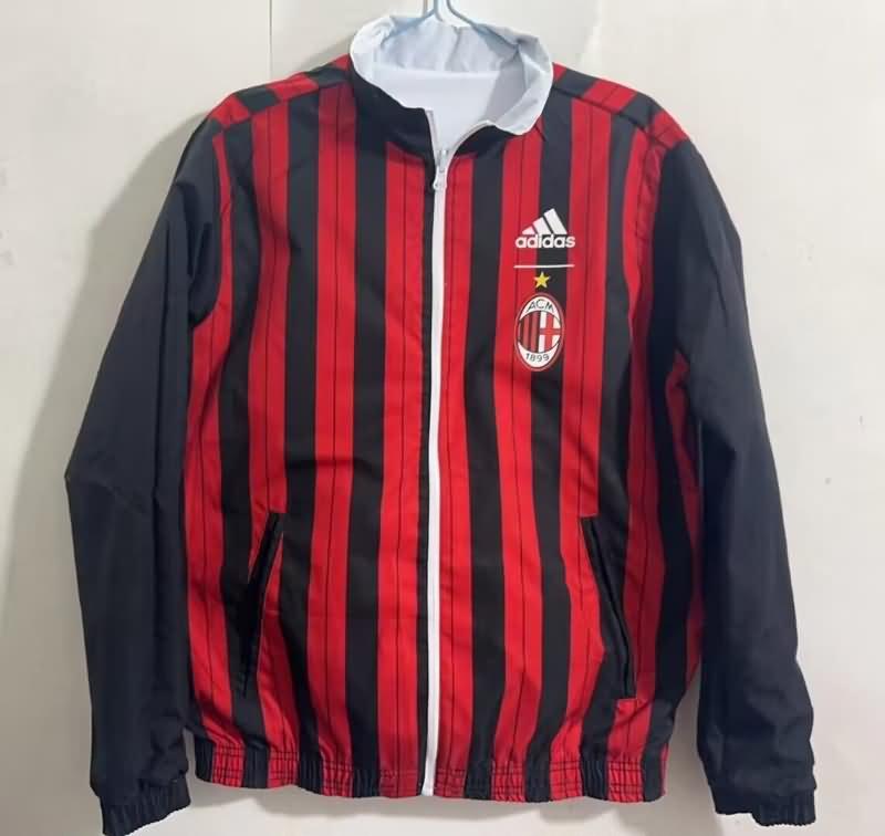 Thailand Quality(AAA) 23/24 AC Milan Red White Reversible Soccer Windbreaker