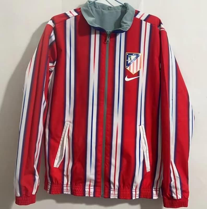 Thailand Quality(AAA) 23/24 Atletico Madrid Red Blue Reversible Soccer Windbreaker