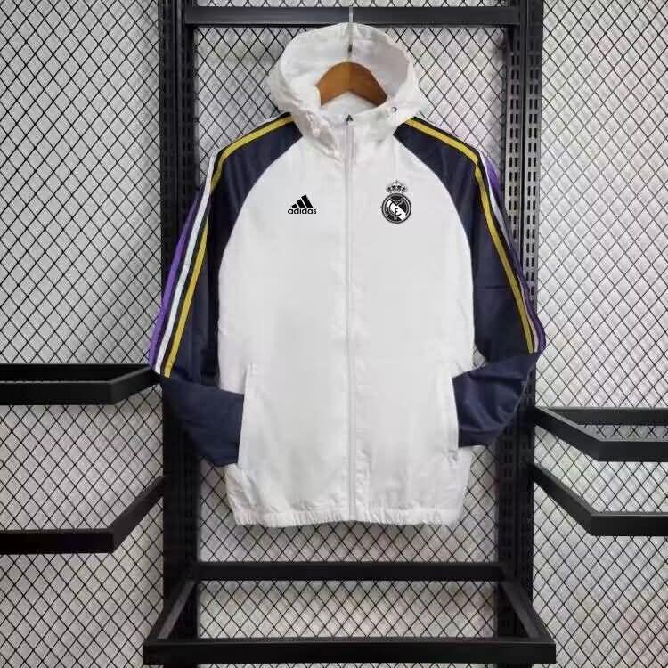 Thailand Quality(AAA) 23/24 Real Madrid White Soccer Windbreaker 04