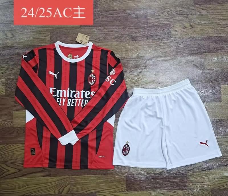 24/25 AC Milan Home Long Sleeve Soccer Jersey