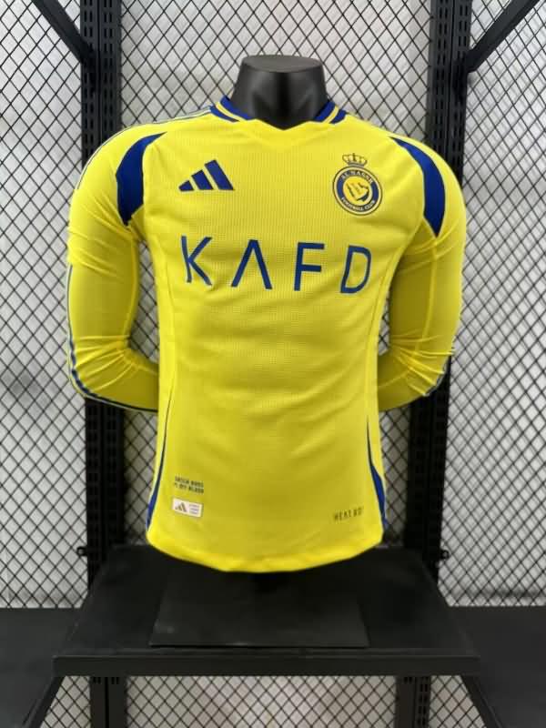 Thailand Quality(AAA) 24/25 Al Nassr FC Home Long Sleeve Soccer Jersey (Player)