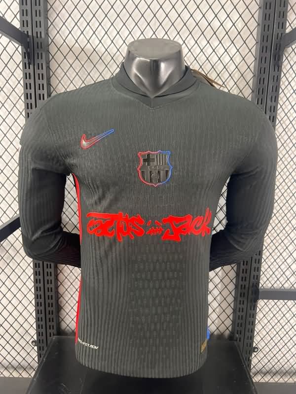 Thailand Quality(AAA) 24/25 Barcelona Away Long Sleeve Soccer Jersey (Player) Sponsor 02