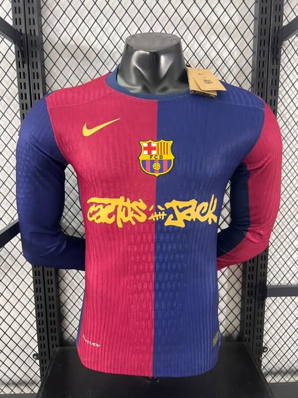 Thailand Quality(AAA) 24/25 Barcelona Home LS Soccer Jersey (Player) Sponsor 03