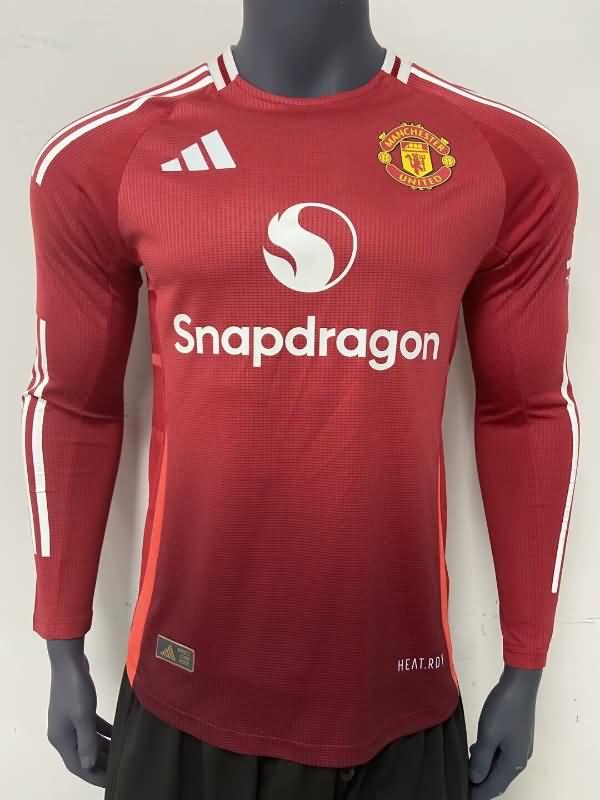 Thailand Quality(AAA) 24/25 Manchester United Home Long Sleeve Soccer Jersey (Player) Leaked
