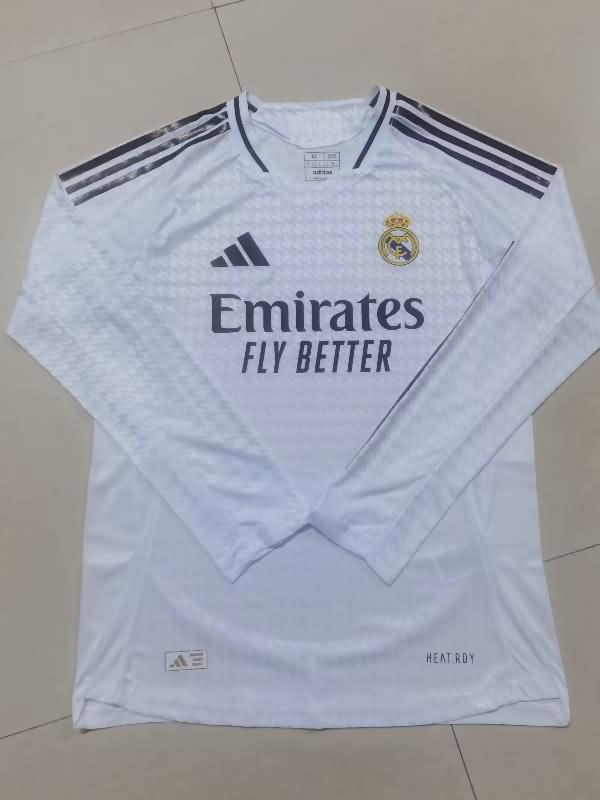Thailand Quality(AAA) 24/25 Real Madrid Home Long Sleeve Soccer Jersey (Player) Leaked