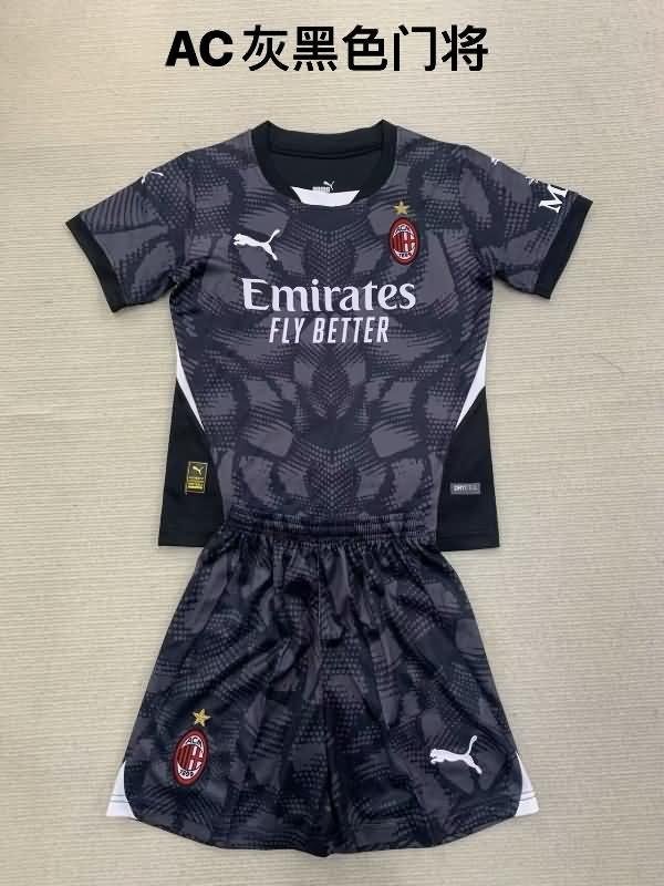 24/25 AC Milan Goalkeeper Black Kids Soccer Jersey And Shorts
