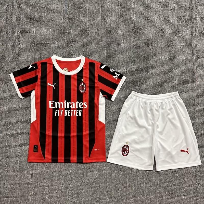 24/25 AC Milan Home Kids Soccer Jersey And Shorts