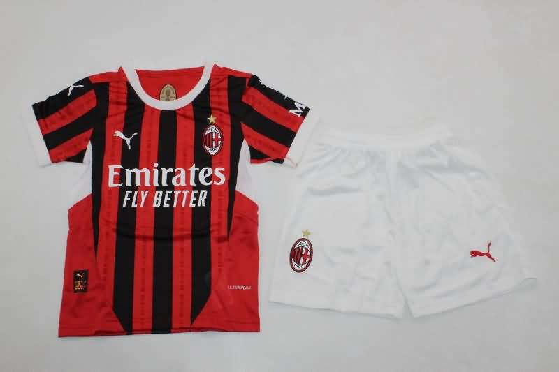 24/25 AC Milan Home Kids Soccer Jersey And Shorts (Player)