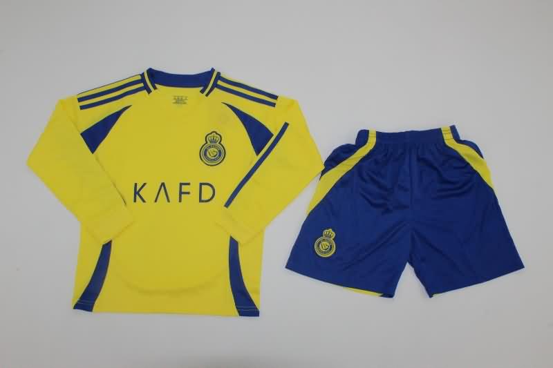 24/25 Al Nassr FC Home Long Sleeve Kids Soccer Jersey And Shorts