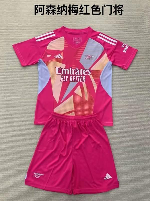 24/25 Arsenal Goalkeeper Pink Kids Soccer Jersey And Shorts