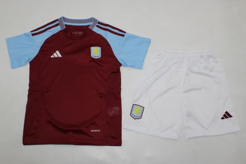 24/25 Aston Villa Home Kids Soccer Jersey And Shorts