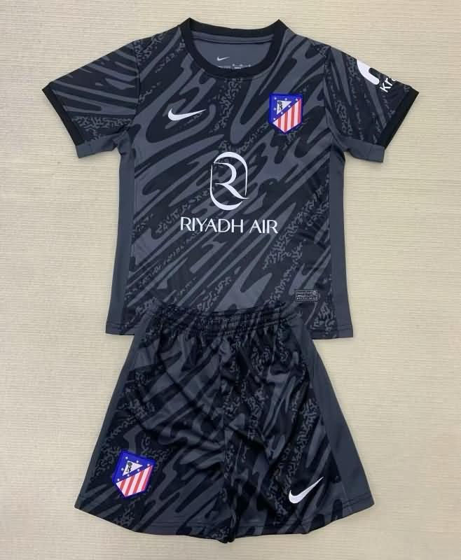 24/25 Atletico Madrid Goalkeeper Black Kids Soccer Jersey And Shorts