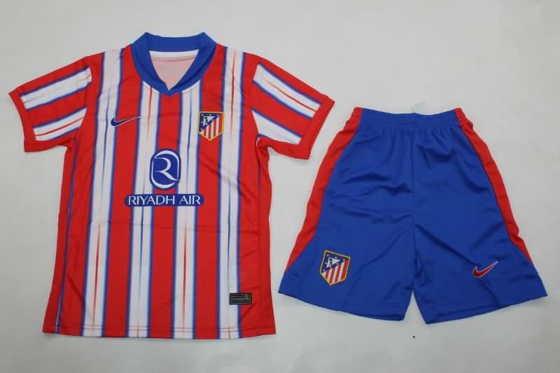 24/25 Atletico Madrid Home Kids Soccer Jersey And Shorts