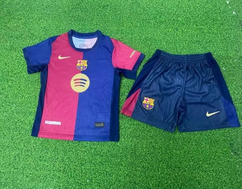 24/25 Barcelona Home Kids Soccer Jersey And Shorts (Player) Sponsor