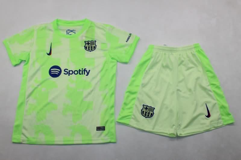 24/25 Barcelona Third Kids Soccer Jersey And Shorts Leaked