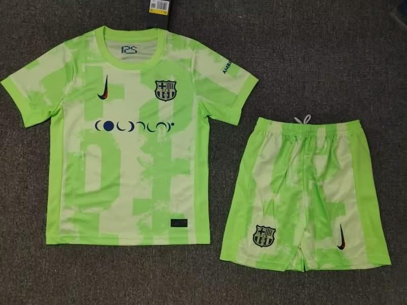 24/25 Barcelona Third Kids Soccer Jersey And Shorts Sponsor 02