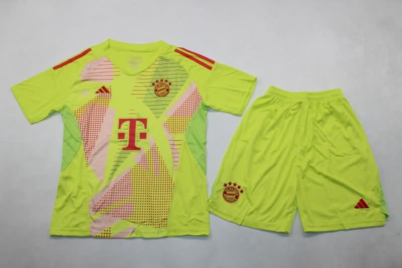 24/25 Bayern Munich Goalkeeper Green Kids Soccer Jersey And Shorts