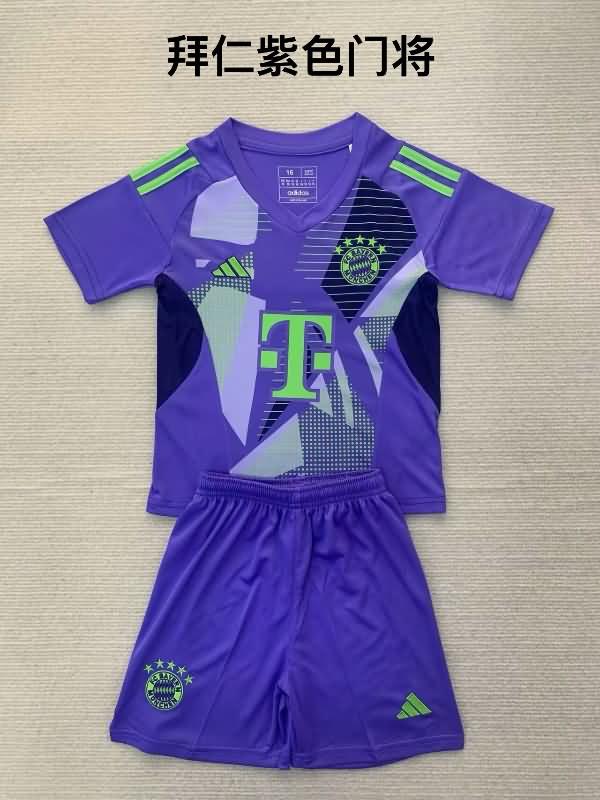 24/25 Bayern Munich Goalkeeper Purples Kids Soccer Jersey And Shorts