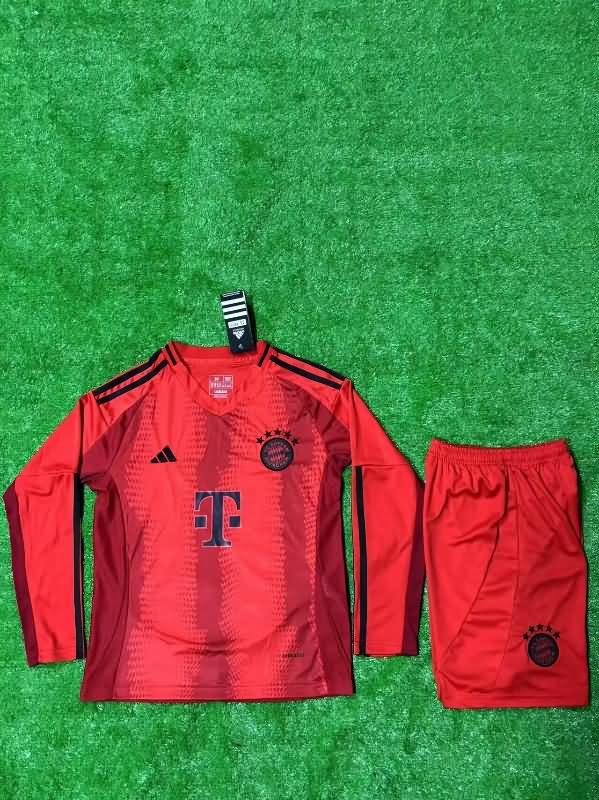 24/25 Bayern Munich Home Long Sleeve Kids Soccer Jersey And Shorts