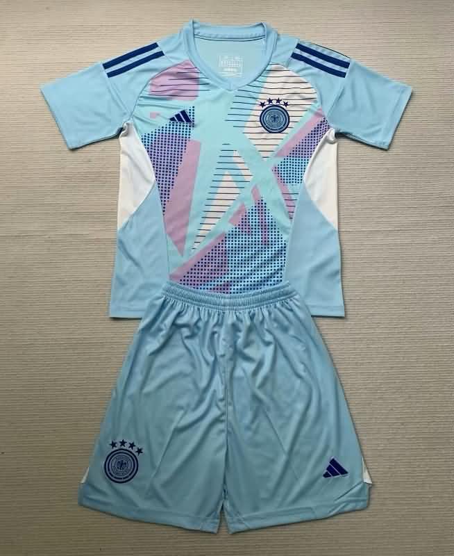 2024 Germany Goalkeeper Blue Kids Soccer Jersey And Shorts