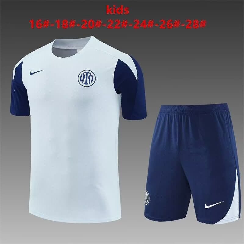 24/25 Inter Milan Training Kids Soccer Jersey And Shorts 02