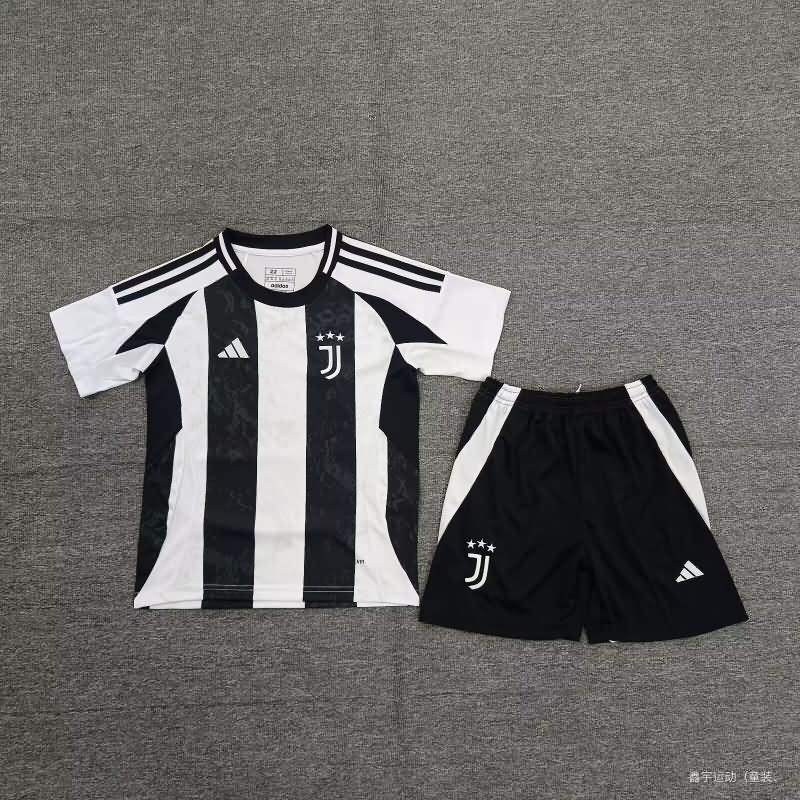 24/25 Juventus Home Kids Soccer Jersey And Shorts Leaked