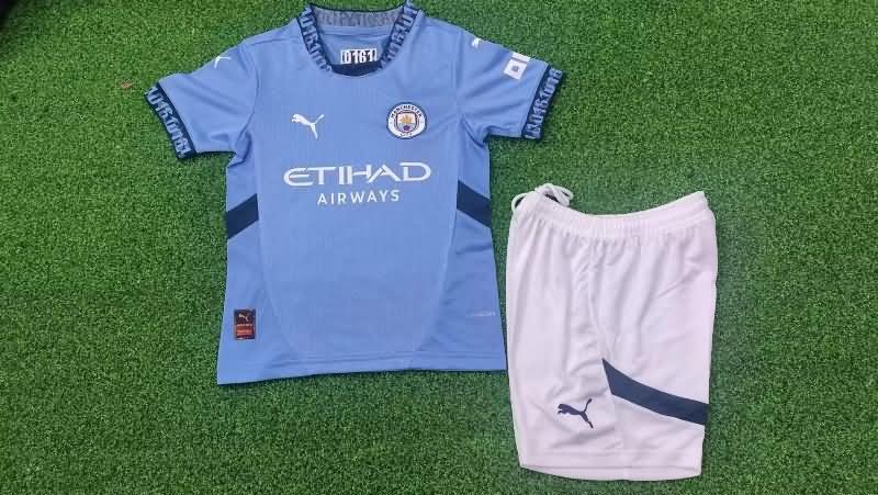 24/25 Manchester City Home Kids Soccer Jersey And Shorts (Player)