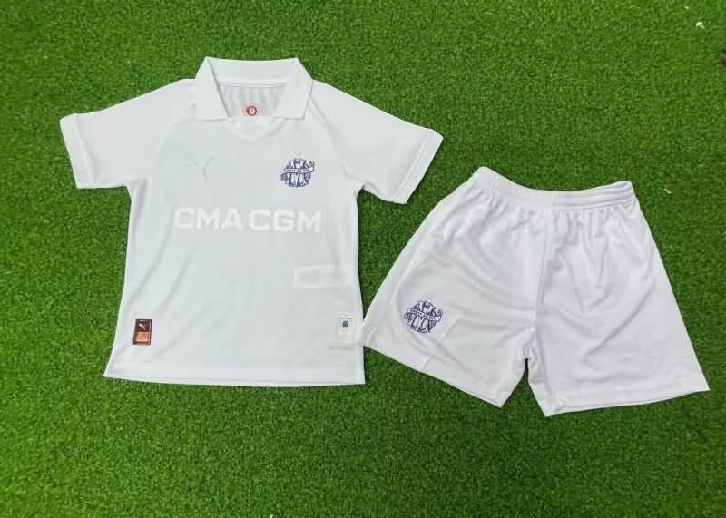 24/25 Marseilles White Kids Soccer Jersey And Shorts (Player)